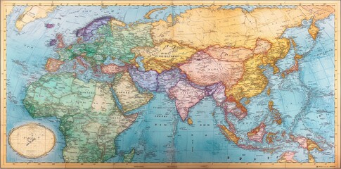 Obraz premium Antique World Map Showing Eurasia and Parts of Africa