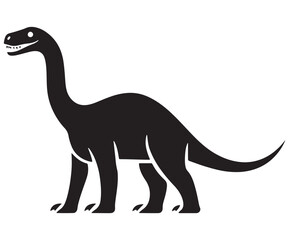 Fototapeta premium Barosaurus Silhouette on White Background, Minimalist Barosaurus Dinosaur Silhouette, Barosaurus Silhouette Sticker Set, Barosaurus Silhouette Logo Design.