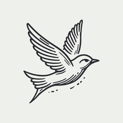 Minimalist Line Art Bird Illustratio