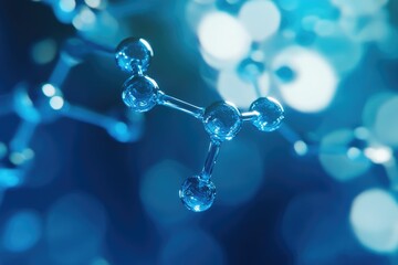 Futuristic Molecular Model Floating on Blurred Background