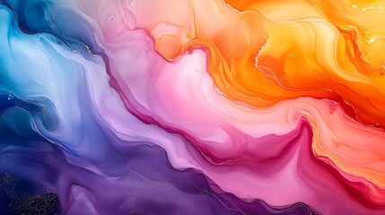 Obraz premium Abstract colorful alcohol ink mixing in liquid patterns with a marble texture