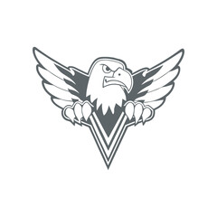 Eagle Mascot Logo silhouette Vector Wings Spread Design