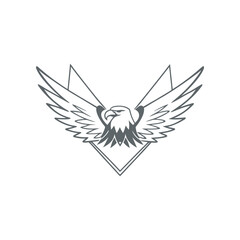 Eagle Mascot Logo silhouette Vector Wings Spread Design