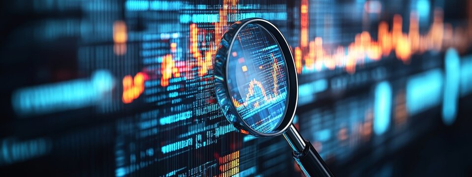 Digital Security Under the Magnifying Glass.Concept of Cybersecurity, digital privacy, vulnerability assessment, risk management,Cybersecurity, IT security, information technology, software developmen
