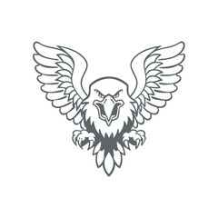 Fototapeta premium Eagle Mascot Logo silhouette Vector Wings Spread Design
