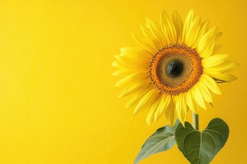 Obraz premium Vibrant Sunflowers on Bright Yellow Background