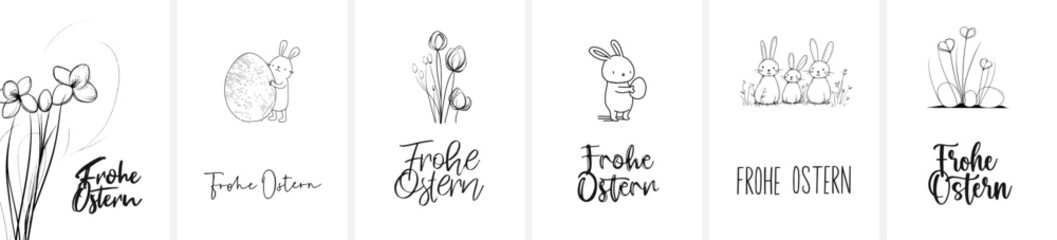 6x Osterkarten-Motiv (Din Format) mit dem Schriftzug 