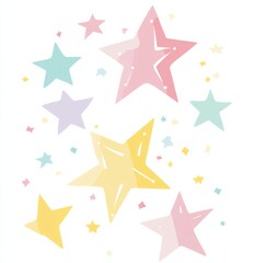 Obraz premium Abstract design of pastel-colored stars on a white background
