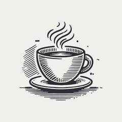 Vintage Tea Cup Sketch with Steam