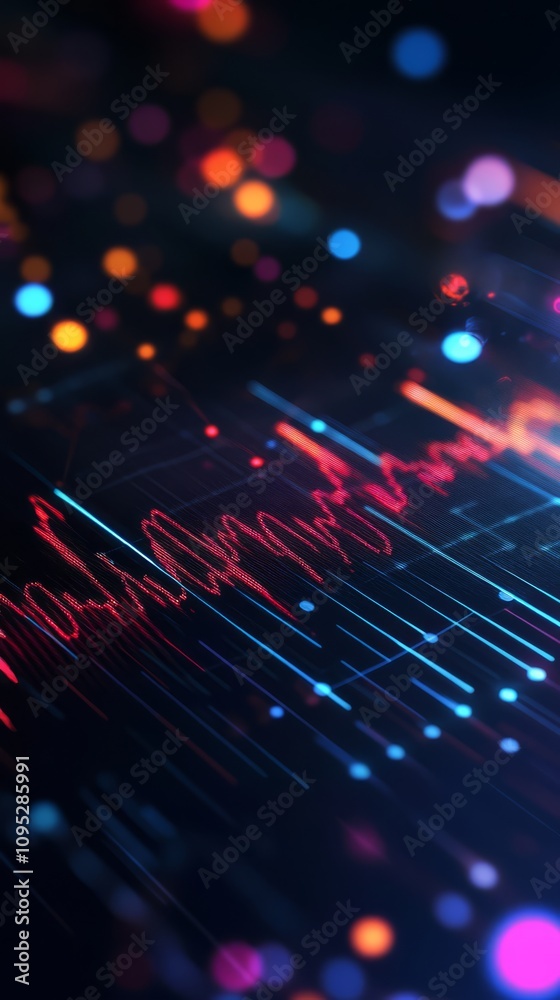 Poster abstract data flow: a mesmerizing abstract representation of data flow, showcasing vibrant lines of 