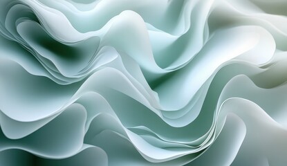 Obraz premium Soft Textured Abstract Background with Gentle Waves and Fluid Shapes in Muted Green Tones for Use in Modern Designs and Visual Artworks