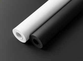 Black and white mockup of two yoga mat tubes, isolated on a solid background