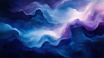 Fototapeta premium Abstract Blue Purple Wave Landscape Painting