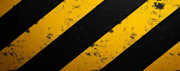 Black and yellow warning line striped rectangular background, yellow and black stripes on the diagonal, Generative AI