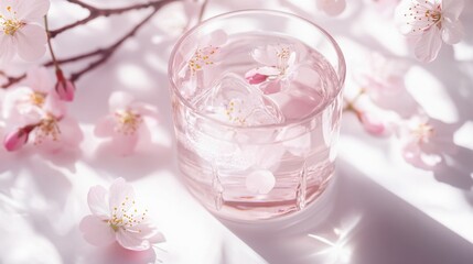 柔らかな光とシンプルできれいな美しさを持つ輝く桜の空中写真