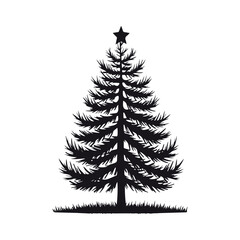 stunning christmas tree silhouette in a classic design with festive details, perfect for holiday themes, seasonal graphics, and creative projects