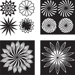 Obraz premium set of black and white flowers