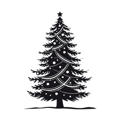 Christmas tree icon, Christmas tree silhouette vector illustration on white background.