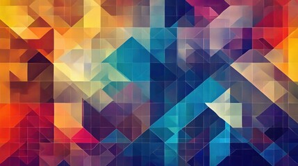Fototapeta premium Abstract Geometric Mosaic: Vibrant Hues and Textured Triangles