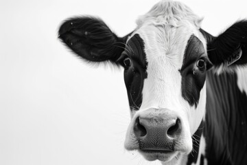 Black and white cow isolated