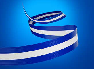 3d Flag Of El Salvador 3d Wavy Shiny El Salvador Ribbon Isolated On Blue Background 3d Illustration