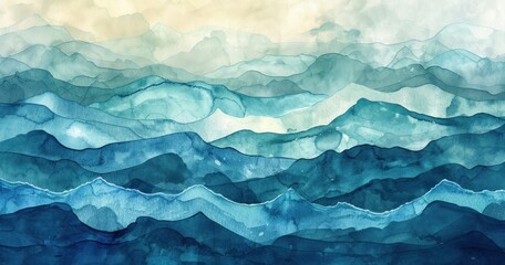 Obraz premium Abstract Watercolor Mountain Landscape