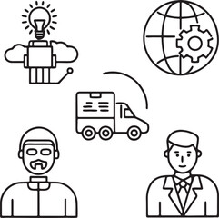 business people icons set
