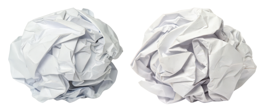 Crumpled sheets of white paper in ball shapes