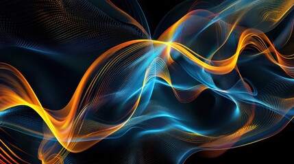 Abstract Digital Waves in Blue and Orange
