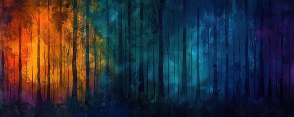 Abstract Forest Landscape in Vibrant Colors