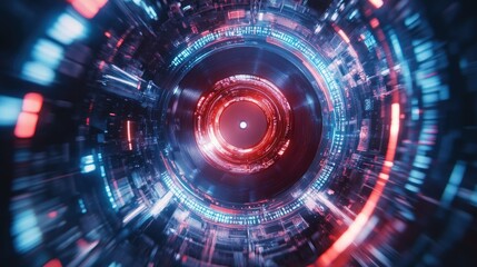 Fototapeta premium A futuristic tunnel of light and technology, suggesting advanced digital environments.
