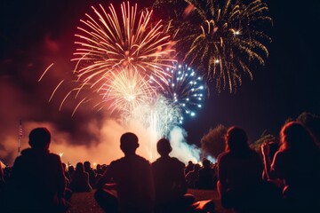 Crowd watching fireworks, Generative AI