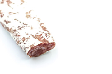 A sausage cut on a white background.