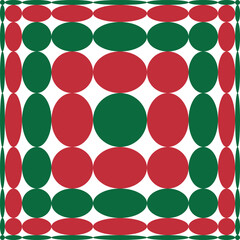 Seamless Christmas geometric hypnotic background. Red, green repeated beautiful abstract modern pattern.