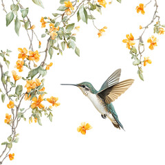 Fototapeta premium Hummingbird in Flight isolated transparent background