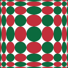 Seamless Christmas geometric hypnotic background. Red, green repeated beautiful abstract modern pattern.