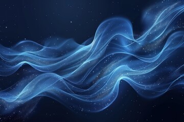 Fototapeta premium Abstract Blue Swirling Waves with Glimmering Lights