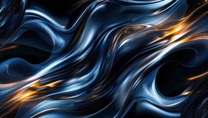 Obraz premium Abstract Wavy Background in Blue and Gold