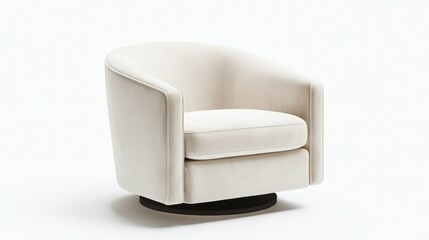 Elegant white swivel armchair on minimalist background: modern comfort and style