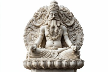 Obraz premium Ornate marble statue, serene deity, meditative pose.
