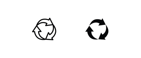 recycle arrows symbol icon. Recyclable Badge. Recycling sign. Black flat design. Vector Illustration.