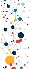 Vector graphic of network connections and colorful geometric circles on a white background 