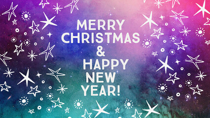 New Year, Christmas card with stars. Colorful Illustration of a Christmas background. Greeting Backdrop, New year, Christmas wishes
