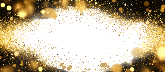 Gold sparkle splatter border. Gold Foil Frame Gold stroke on transparent background for wedding invitation.