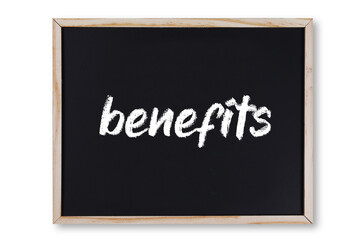 Obraz premium benefits word in chalk on chalkboard