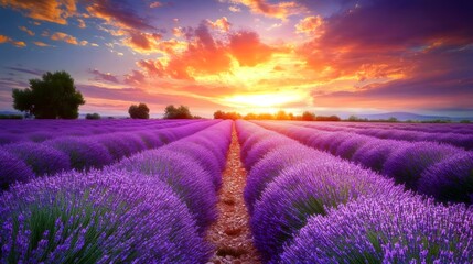 Fields of blooming lavender in Provence