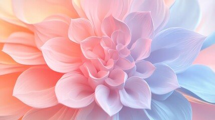 Fototapeta premium Ethereal Pastel Petals - Intricate 3D Flower Pattern with Mesmerizing Radial Design on Gradient Background