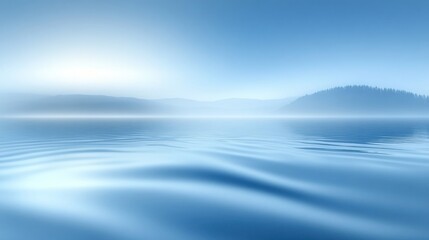 Obraz premium Serene misty lake at sunrise.