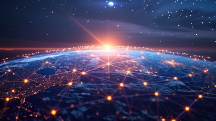 Obraz premium Global Network Connection - Earth at Night