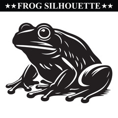 Frog silhouette, Frog hand drawn art on white background. Eps 10